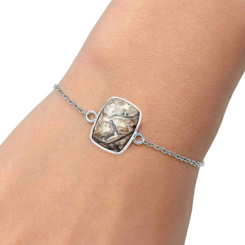 Natural Laguna Lace Agate - Mexican Bracelet B-1023 SDB3233