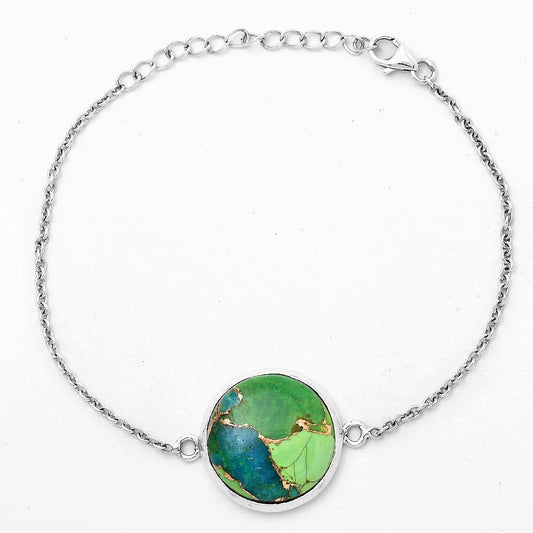 Blue Turquoise In Green Mohave - USA Bracelet B-1023 SDB3244