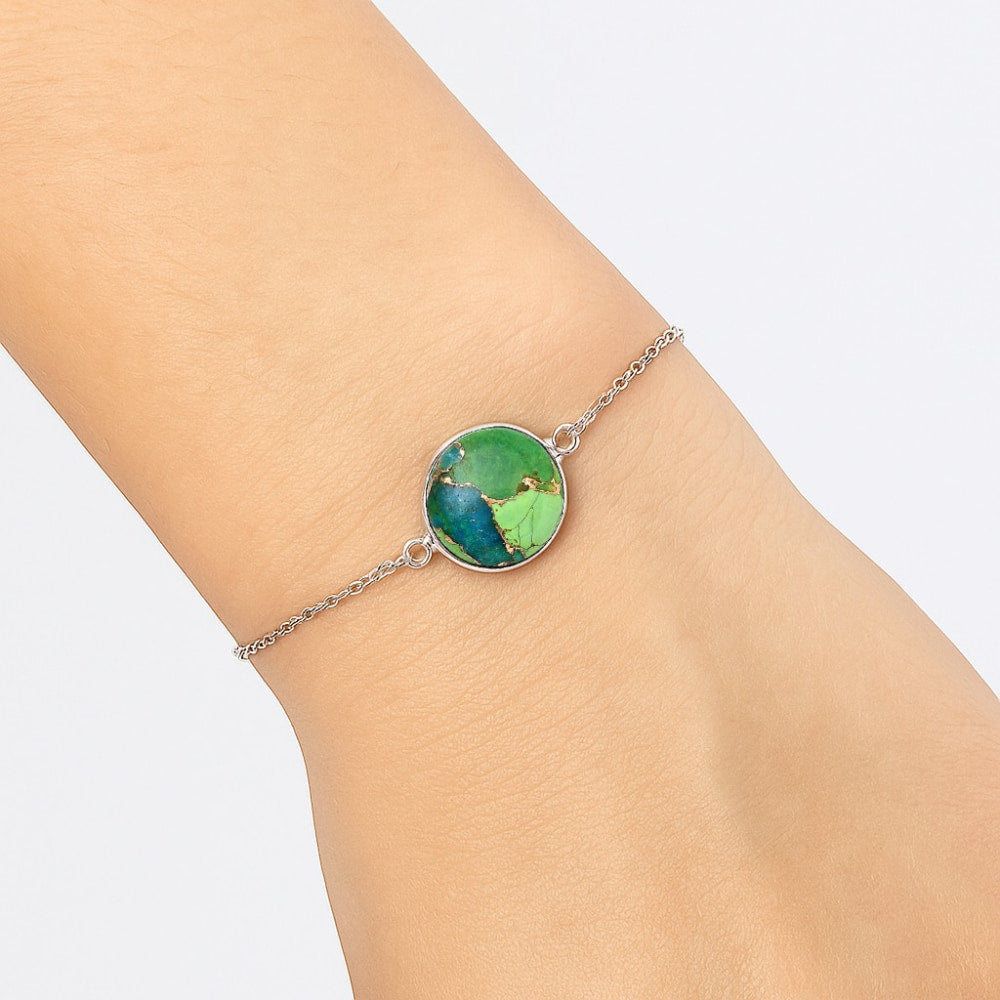 Blue Turquoise In Green Mohave - USA Bracelet B-1023 SDB3244