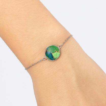 Blue Turquoise In Green Mohave - USA Bracelet B-1023 SDB3244