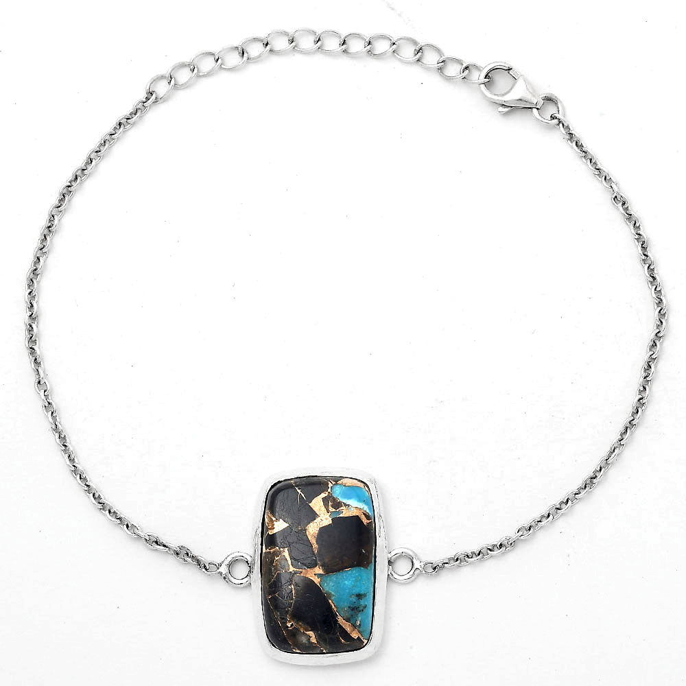 Natural Shell In Black Blue Turquoise Bracelet B-1023 SDB3254