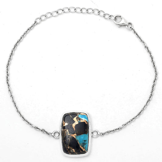 Natural Shell In Black Blue Turquoise Bracelet B-1023 SDB3254