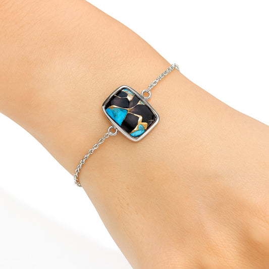 Natural Shell In Black Blue Turquoise Bracelet B-1023 SDB3254