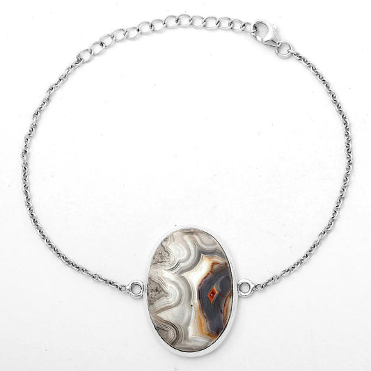 Natural Laguna Lace Agate - Mexican Bracelet B-1023 SDB3259
