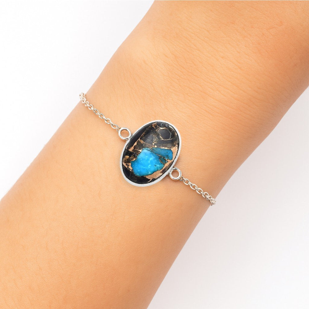 Natural Shell In Black Blue Turquoise Bracelet B-1023 SDB3261