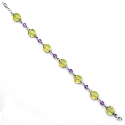 Faceted Lemon Quartz Briolette & Amethyst Bracelet B-1008 SDB3569