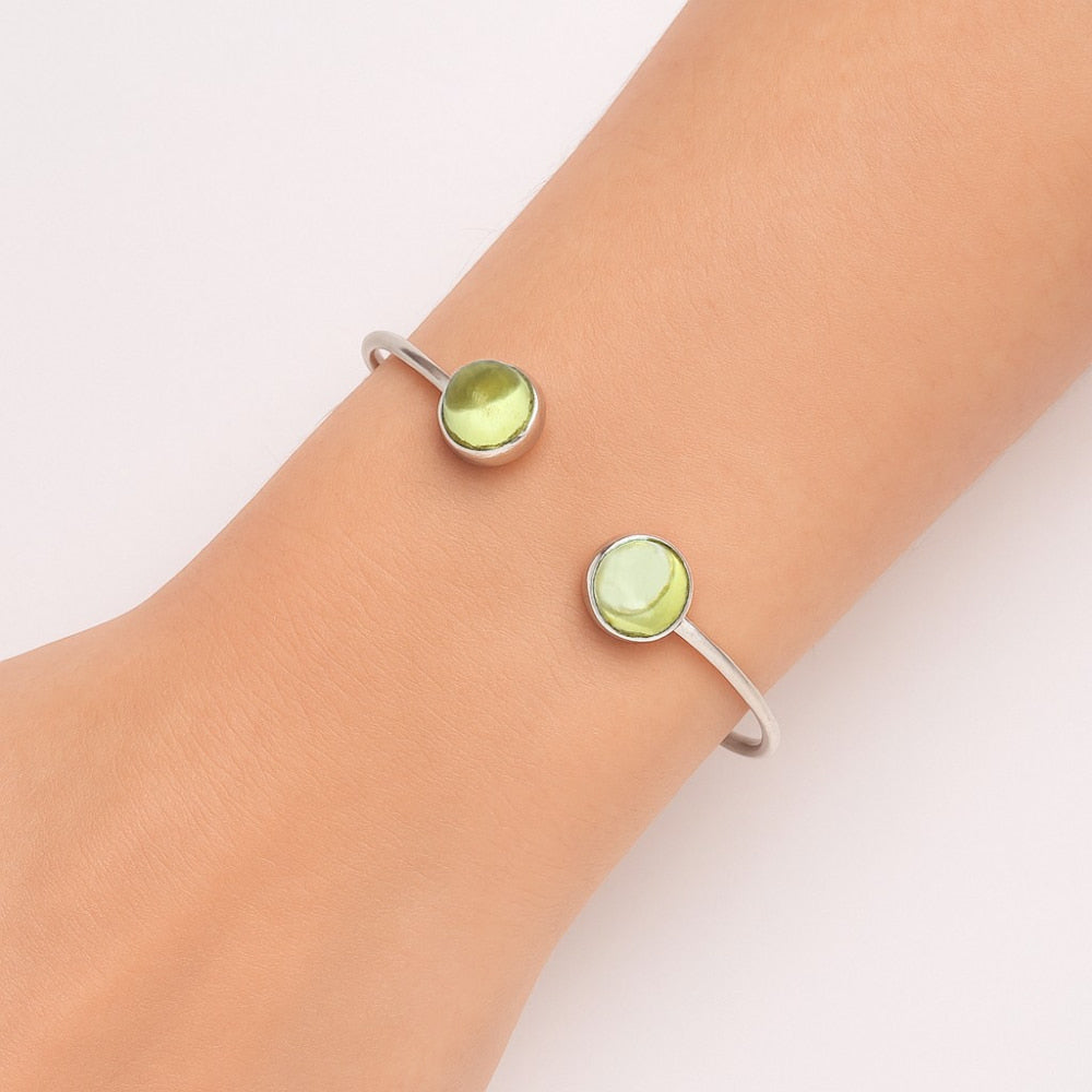 Natural Lemon Quartz Cab Cuff Bangle Bracelet B-1004 SDB3600