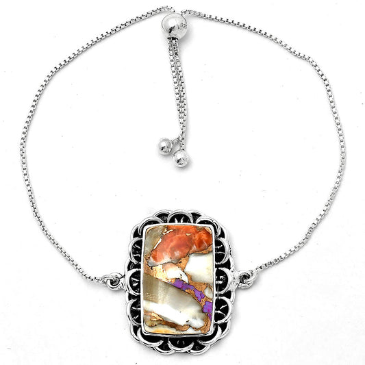 Adjustable - Spiny Oyster Turquoise Slider Bracelet B-1020 SDB3952