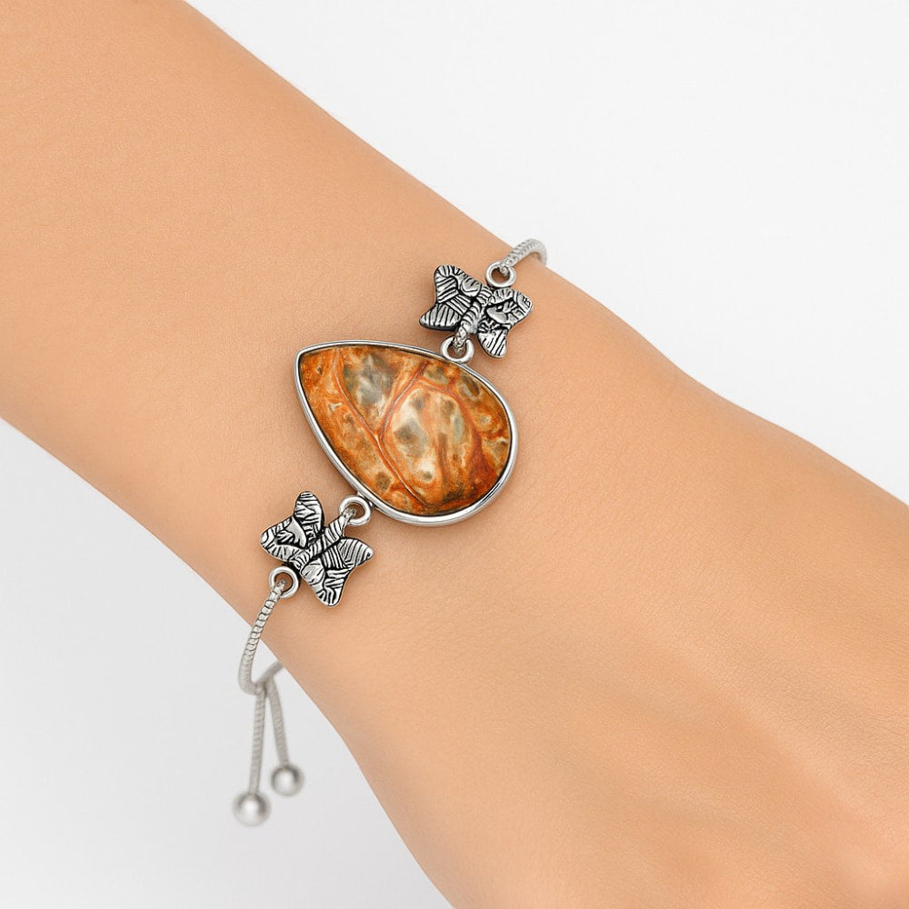 AdjustableLeopard Skin Jasper Slider Bracelet B-1029 SDB4053