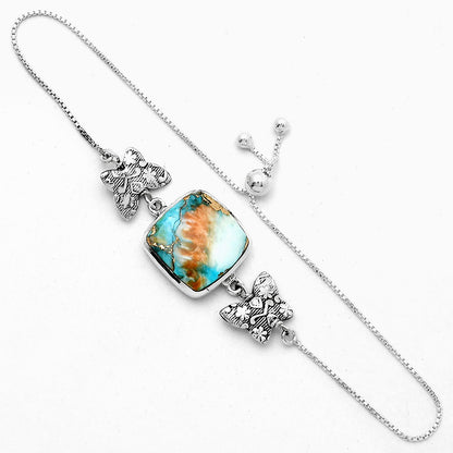 Adjustable - Spiny Oyster Turquoise Slider Bracelet B-1029 SDB4075