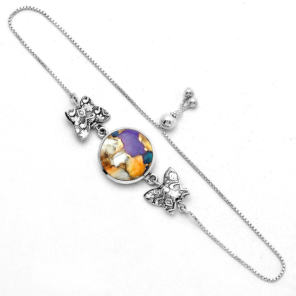 Adjustable - Spiny Oyster Turquoise Slider Bracelet B-1029 SDB4076