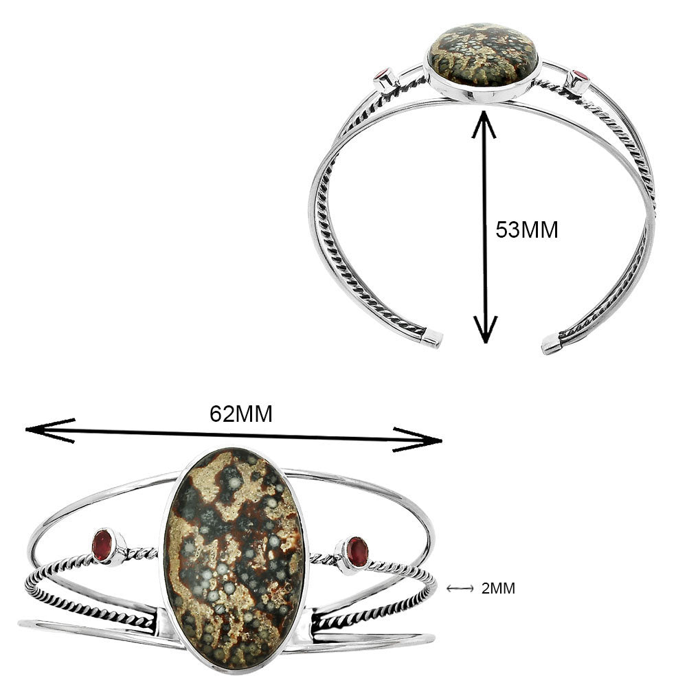 Natural Viper Skin Jasper Cuff Bangle Bracelet B-1011 SDB4338