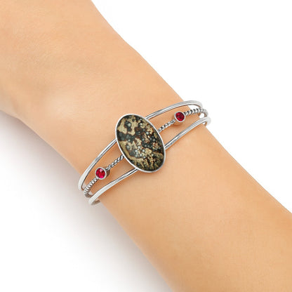 Natural Viper Skin Jasper Cuff Bangle Bracelet B-1011 SDB4338