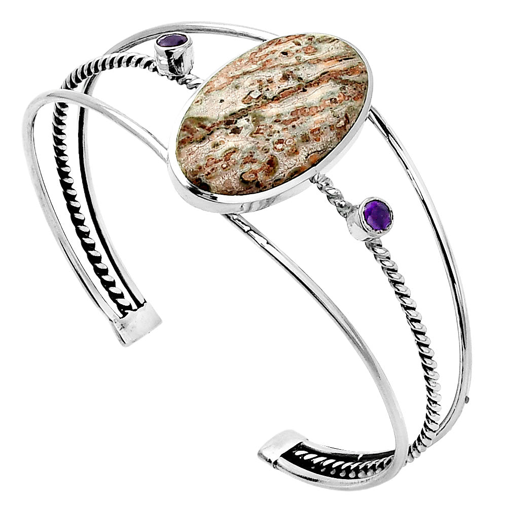 Leopard Skin Jasper Cuff Bangle Bracelet B-1011 SDB4348