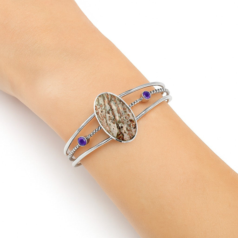 Leopard Skin Jasper Cuff Bangle Bracelet B-1011 SDB4348