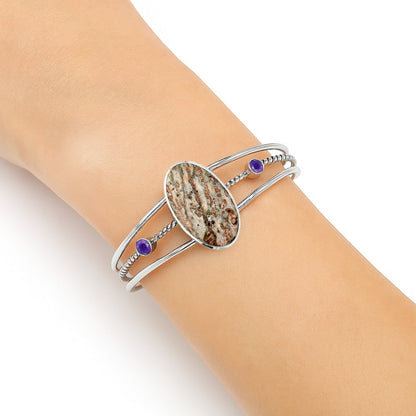 Leopard Skin Jasper Cuff Bangle Bracelet B-1011 SDB4348