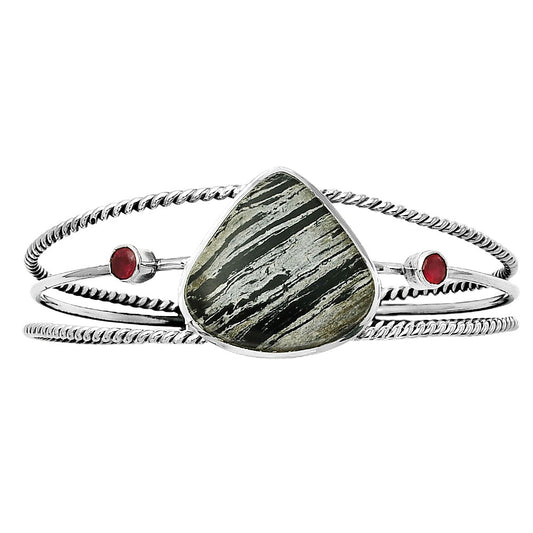 Silver Leaf Obsidian Cuff Bangle Bracelet B-1011 SDB4353