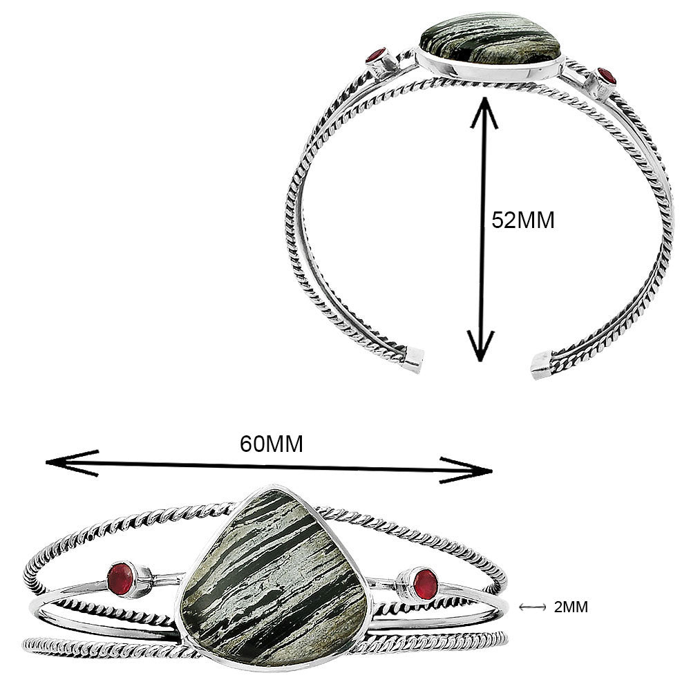 Silver Leaf Obsidian Cuff Bangle Bracelet B-1011 SDB4353