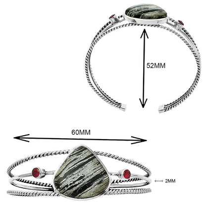 Silver Leaf Obsidian Cuff Bangle Bracelet B-1011 SDB4353