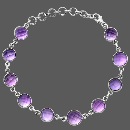 Natural Amethyst Checker - Brazil Bracelet B-1001 SDB4592