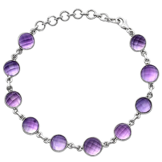 Natural Amethyst Checker - Brazil Bracelet B-1001 SDB4592