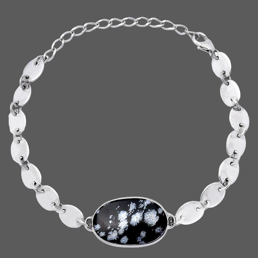 Natural Snow Flake Obsidian Bracelet B-1044 SDB4804