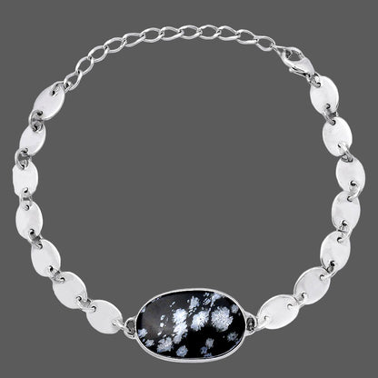 Natural Snow Flake Obsidian Bracelet B-1044 SDB4804