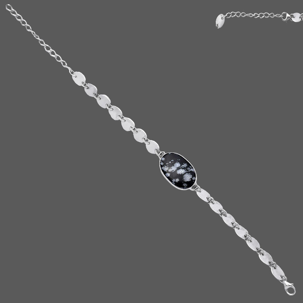 Natural Snow Flake Obsidian Bracelet B-1044 SDB4804