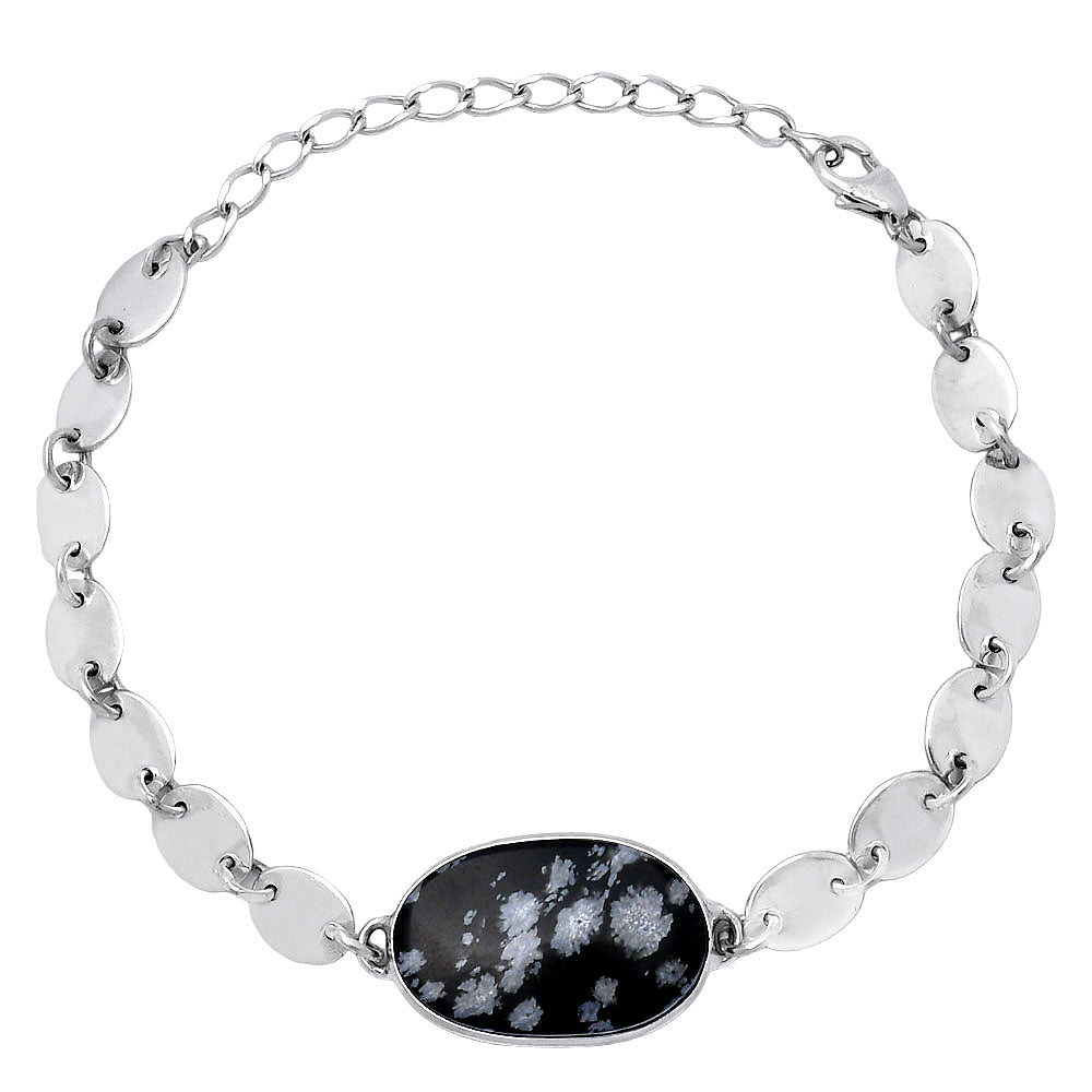 Natural Snow Flake Obsidian Bracelet B-1044 SDB4804