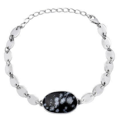 Natural Snow Flake Obsidian Bracelet B-1044 SDB4804