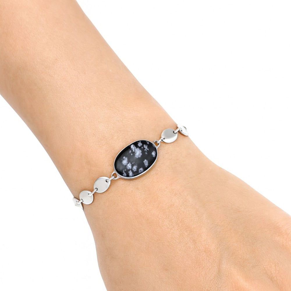 Natural Snow Flake Obsidian Bracelet B-1044 SDB4804