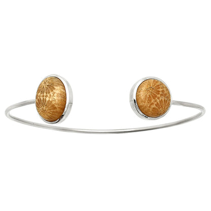 Flower Fossil Coral Cuff Bangle Bracelet B-1004 SDB4950