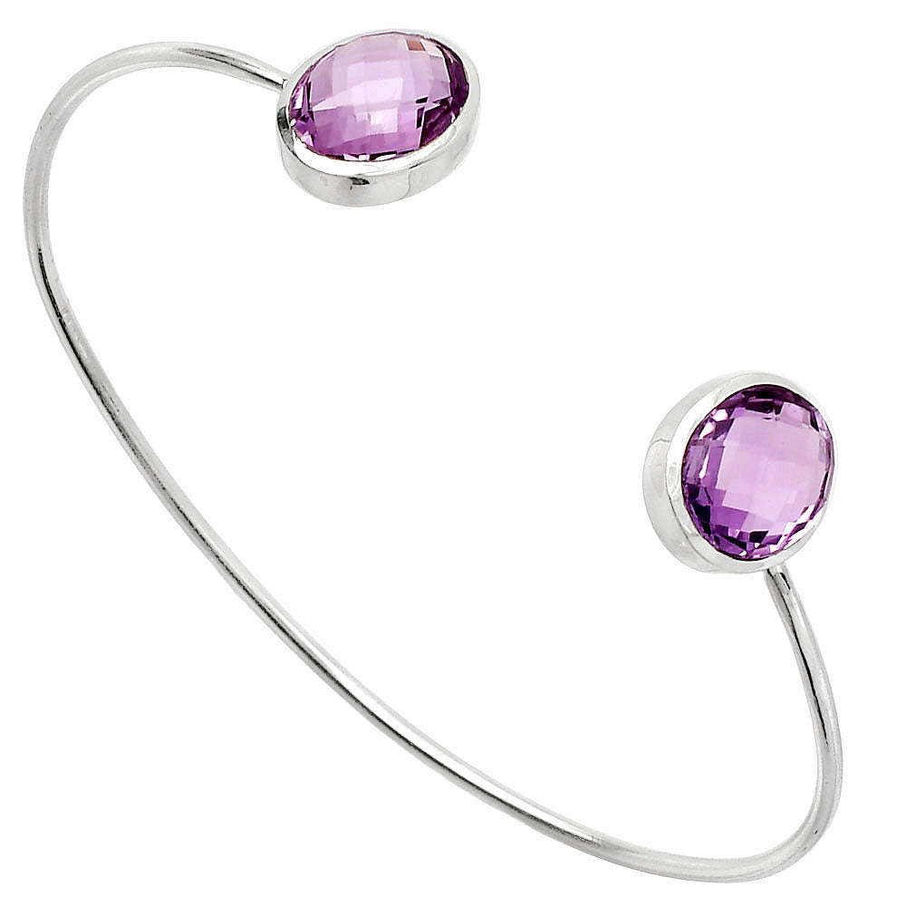 Natural Amethyst Checker Cuff Bangle Bracelet B-1004 SDB5005