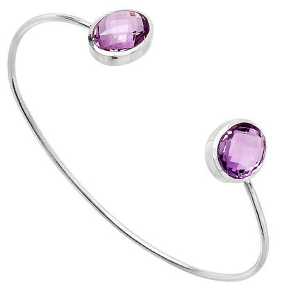 Natural Amethyst Checker Cuff Bangle Bracelet B-1004 SDB5005