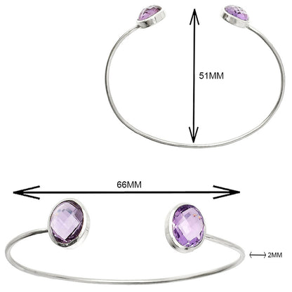 Natural Amethyst Checker Cuff Bangle Bracelet B-1004 SDB5005