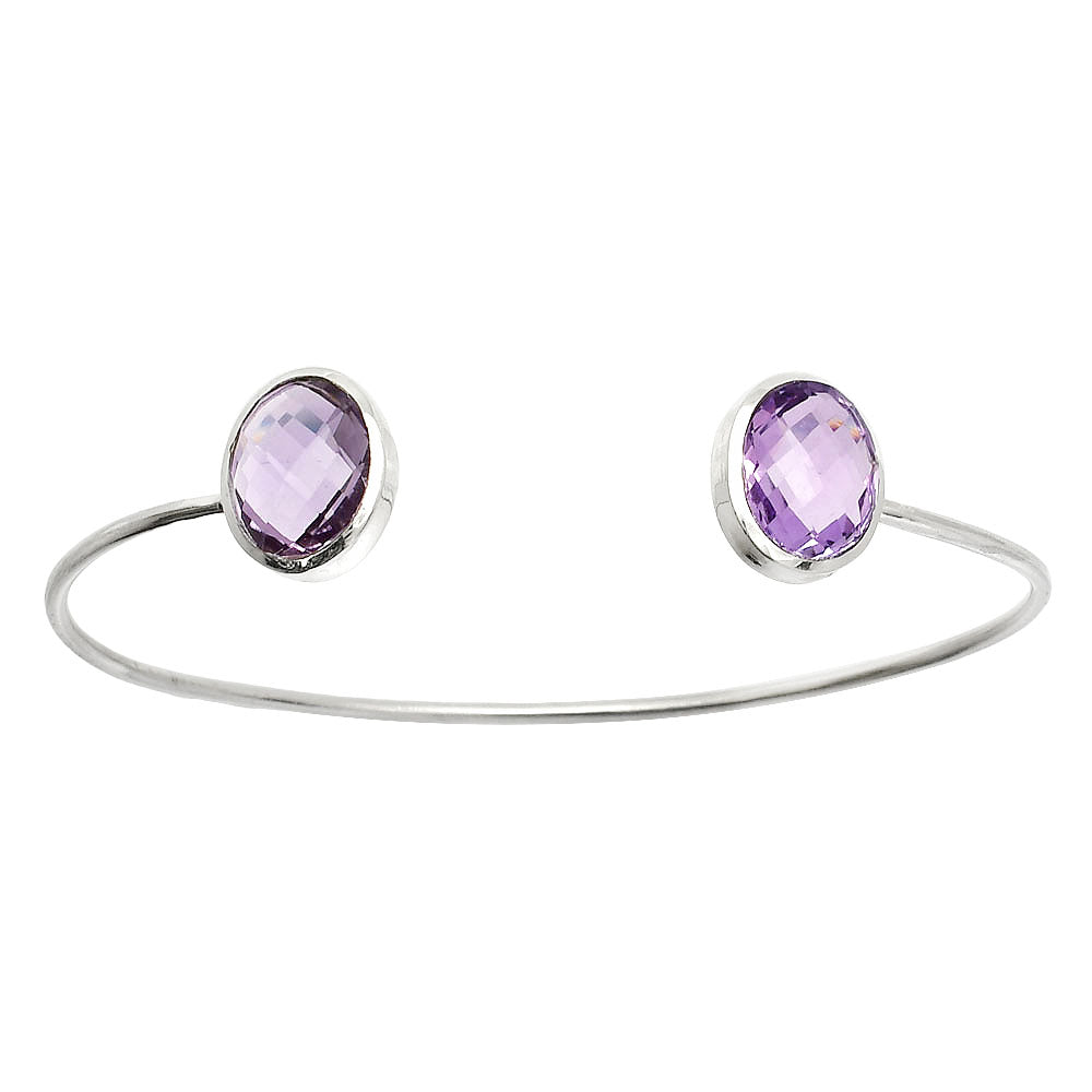 Natural Amethyst Checker Cuff Bangle Bracelet B-1004 SDB5005
