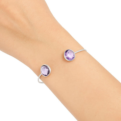 Natural Amethyst Checker Cuff Bangle Bracelet B-1004 SDB5005