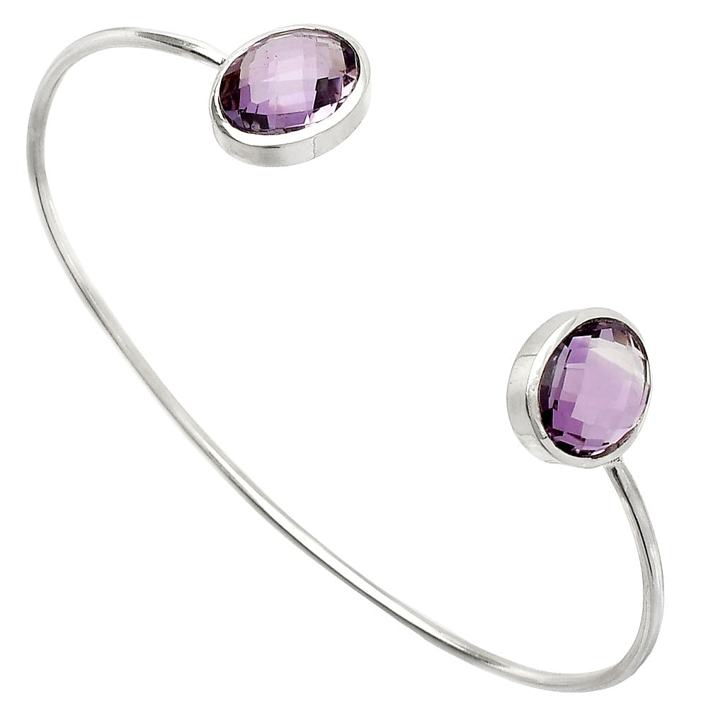 Natural Amethyst Checker Cuff Bangle Bracelet B-1004 SDB5006