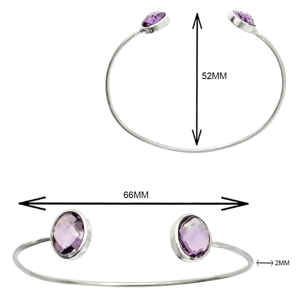 Natural Amethyst Checker Cuff Bangle Bracelet B-1004 SDB5006