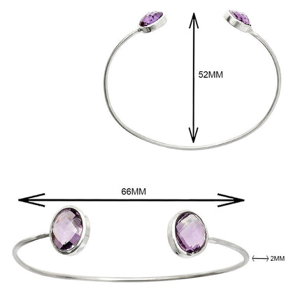 Natural Amethyst Checker Cuff Bangle Bracelet B-1004 SDB5006