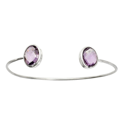 Natural Amethyst Checker Cuff Bangle Bracelet B-1004 SDB5006
