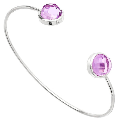 Natural Amethyst Checker Cuff Bangle Bracelet B-1004 SDB5007