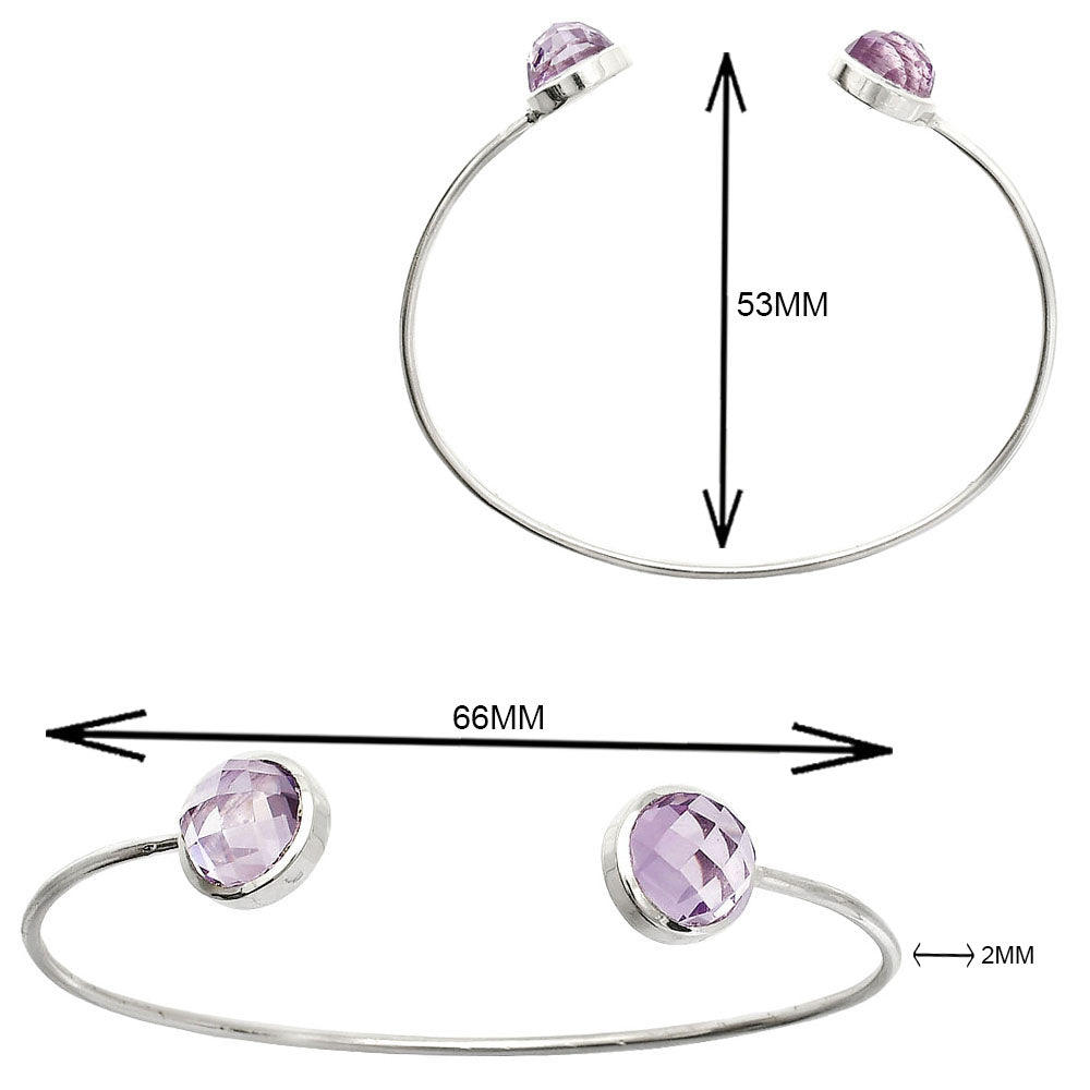 Natural Amethyst Checker Cuff Bangle Bracelet B-1004 SDB5007