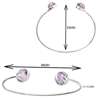 Natural Amethyst Checker Cuff Bangle Bracelet B-1004 SDB5007