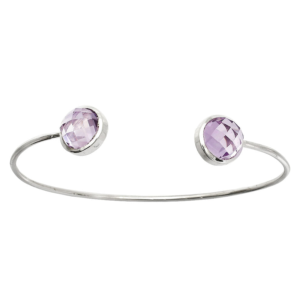 Natural Amethyst Checker Cuff Bangle Bracelet B-1004 SDB5007