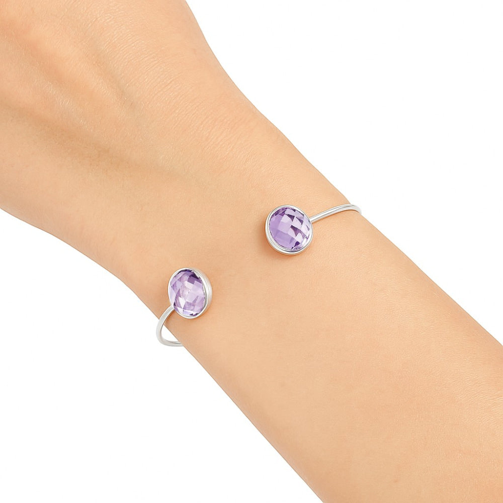 Natural Amethyst Checker Cuff Bangle Bracelet B-1004 SDB5007