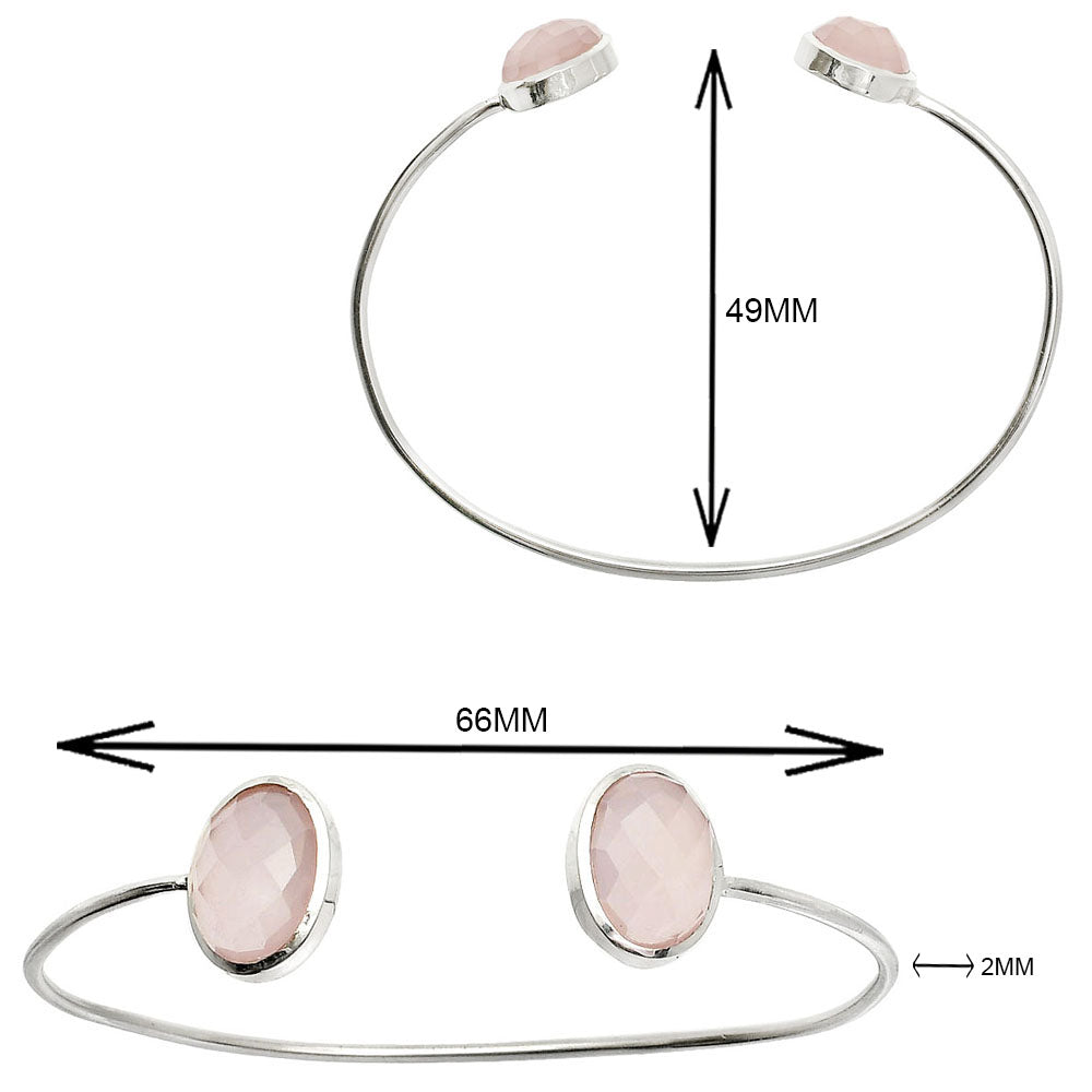 Rose Quartz Checker Cuff Bangle Bracelet B-1004 SDB5012