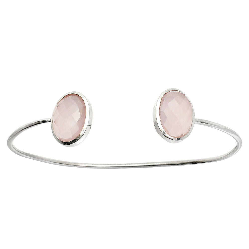 Rose Quartz Checker Cuff Bangle Bracelet B-1004 SDB5012