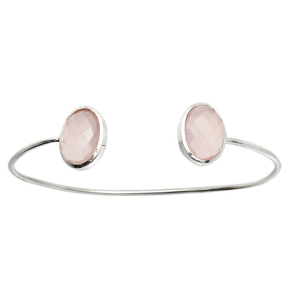 Rose Quartz Checker Cuff Bangle Bracelet B-1004 SDB5012
