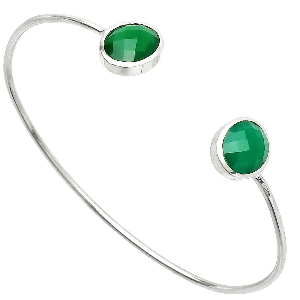 Green Onyx Checker Cuff Bangle Bracelet B-1004 SDB5013